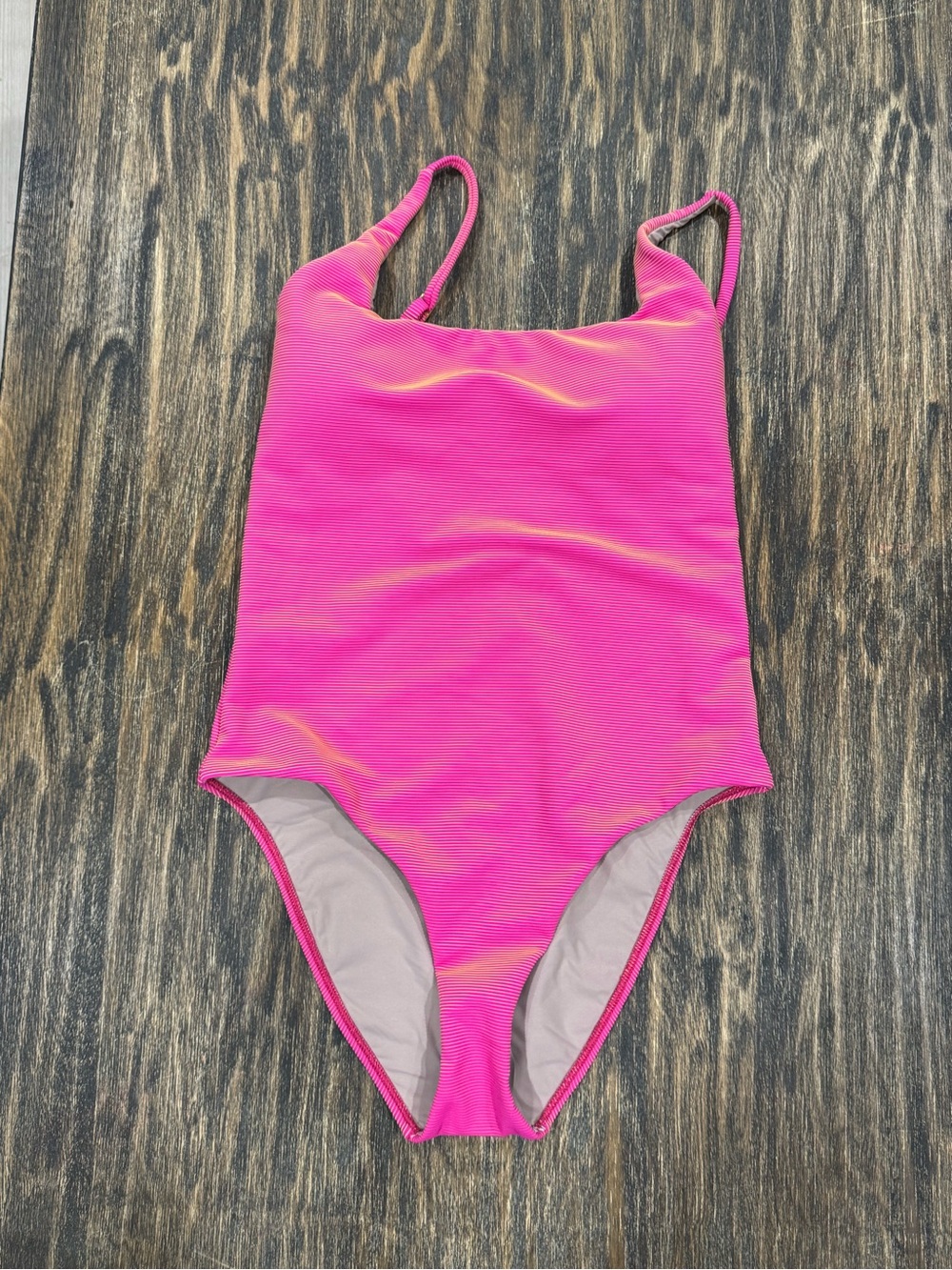 PQ Swim Lucia One Piece Swimsuit Large Pink Orange Ribbed NWT MSRP $154